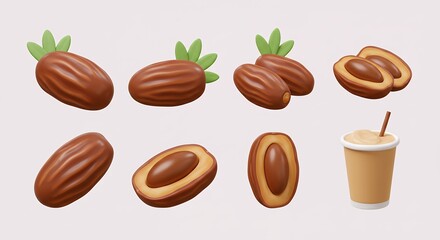 Fototapeta premium Dates and drink collection illustration