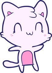 cartoon happy cat in bright neon color