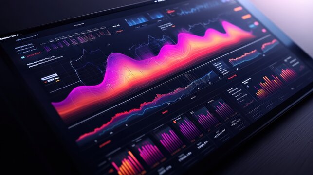 Data visualization charts floating HUD display