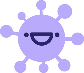 simple cute happy virus in bright neon color