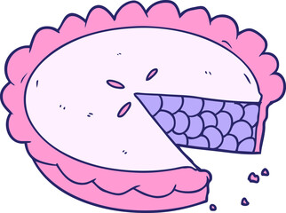blueberry pie cartoon in bright neon color