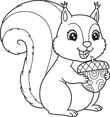 Fototapeta premium Squirrel Animal Drawing Outline and line art Coloring Page white color background