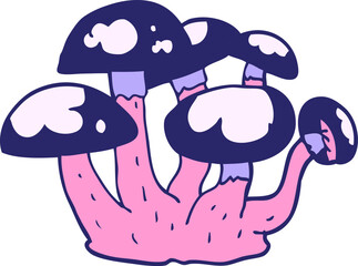 cartoon mushrooms in bright neon color
