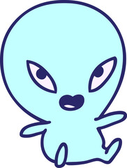 cute cartoon of an alien in bright neon color