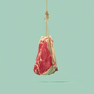 fleisch, dry, dry aged, beef, luftgetrocknet, fleischer, beutel, geschenk, weihnachten, dekoration, sack, urlaub, rot, isoliert, pr&auml;sent, feier, gegenstand, einkaufen, hand, bekleidung, gestalten, fra