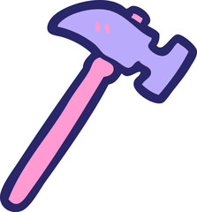 cartoon hammer in bright neon color