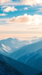 Fototapeta premium Majestic Mountain Ranges A Breathtaking Panorama of Serene Peaks under a Vivid Sky