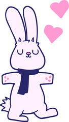 cartoon rabbit in love in bright neon color