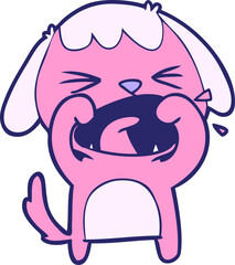 cute cartoon dog barking in bright neon color