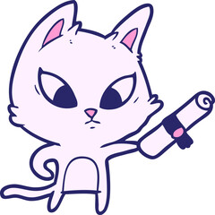 confused cartoon cat in bright neon color