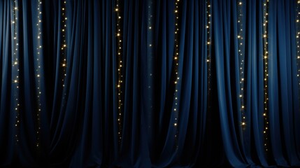Elegant curtain decoration with twinkling lights indoor event space visual art cozy ambiance close-up shot