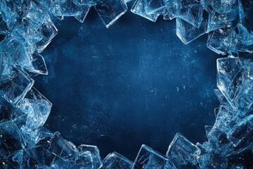 Shattering ice a stunning heart-shaped frame underwater scene high-definition photography dark blue atmosphere