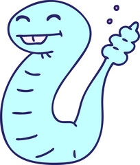 cartoon of a happy snake in bright neon color