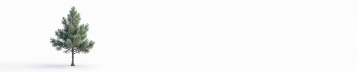 A solitary pine tree against a stark white backdrop, spruce, holiday