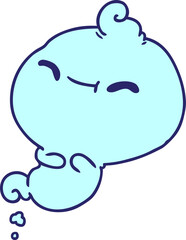 freehand drawn cartoon of kawaii scary ghost in bright neon color