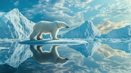 Exploring polar wildlife a majestic polar bear on ice arctic landscape nature scene serene environment