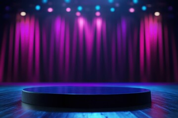 Theatrical performance stage theatre venue image showcase vibrant lighting low angle dramatic atmosphere