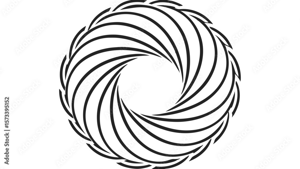 Poster abstract black and white swirling circular pattern with dynamic lines