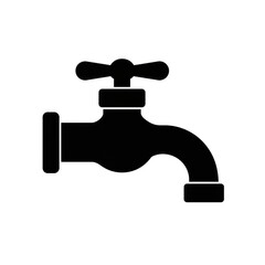 Plumbing fixture design, a sleek tap graphic adaptable for icons, logos, or bathroom and kitchen decoration projects, offering versatile design possibilities.