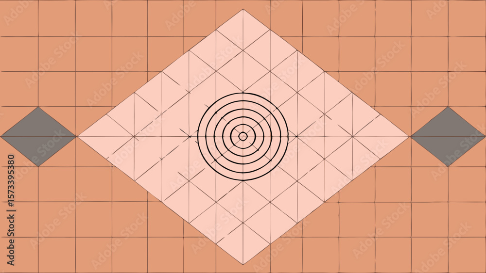 Aufkleber concentric circles target design on a geometric pattern of intersecting lines and squares