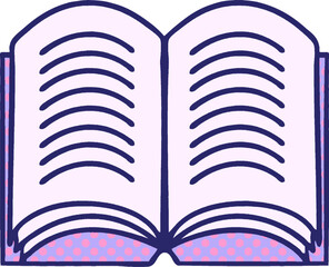 comic book style cartoon of a open book in bright neon color
