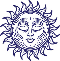 tattoo in black line style of a sun in bright neon color