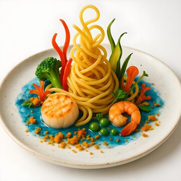 Summer Ocean Delight - Seafood Pasta Art