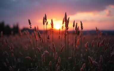 Prairie grasses twilight. High quality