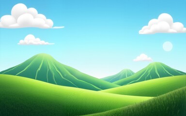 Obraz premium World Environment Day concept: Green mountains and beautiful sky clouds under the blue sky. High quality