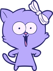 cartoon cat in bright neon color