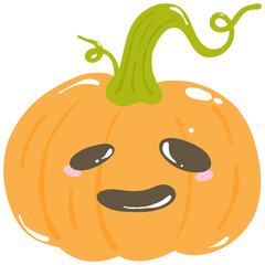 Cute Halloween Pumpkin Clipart. Adorable Fall PNG.