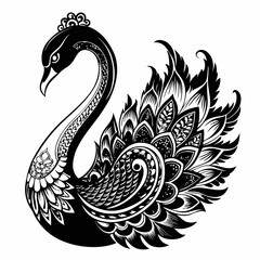 vector illustration of a black swan
