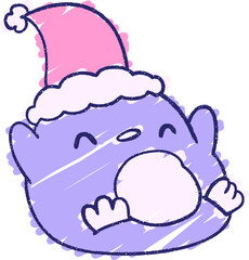 Christmas Penguin Chalk Drawing in bright neon color