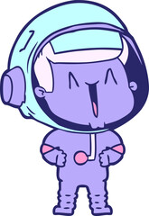 happy cartoon astronaut in bright neon color