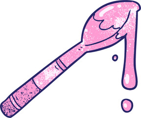 cartoon spoonful of honey in bright neon color