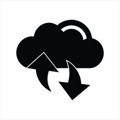 Cloud Sync Arrows Silhouette Icon