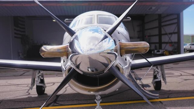 Plane reversing into hanger