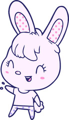 cute cartoon rabbit in bright neon color