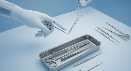 Surgical instruments medical tools sterile equipment healthcare operation theater surgery robotic arm precision 3d