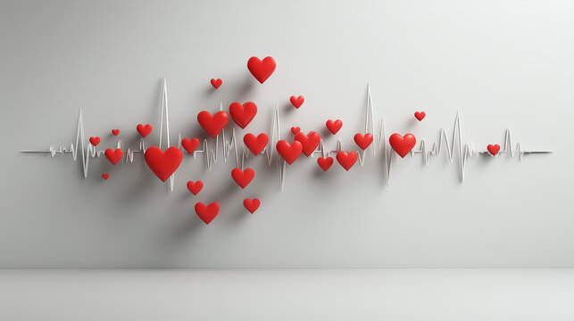 恋する脈拍を描く心拍ラインアート、バレンタインカードに映える心電図ハート - Powered by Adobe