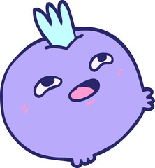 cartoon doodle happy root vegetable in bright neon color