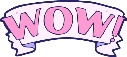 cartoon wow symbol in bright neon color