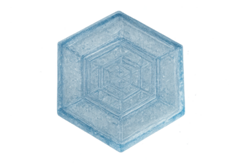Translucent ice cube on transparent background, a perfect geometric shape