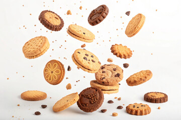 chocolate chip cookies, butter biscuits for advertising, marketing and promotion concept 