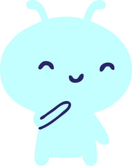 small alien in bright neon color