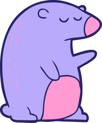 cartoon bear in bright neon color
