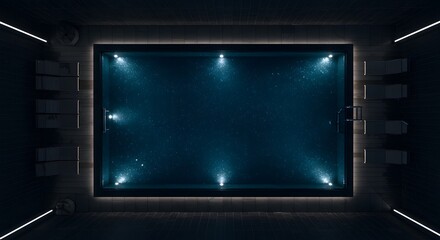 Obraz premium Night swimming pool water dark luxury design modern architecture lights swimming pool lighting design