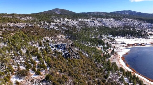 Aerial view of stoneman lake and mountains, United States.