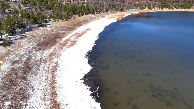 Aerial view of stoneman lake and forest, United States.