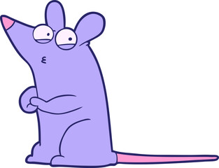 cartoon suspicious mouse in bright neon color